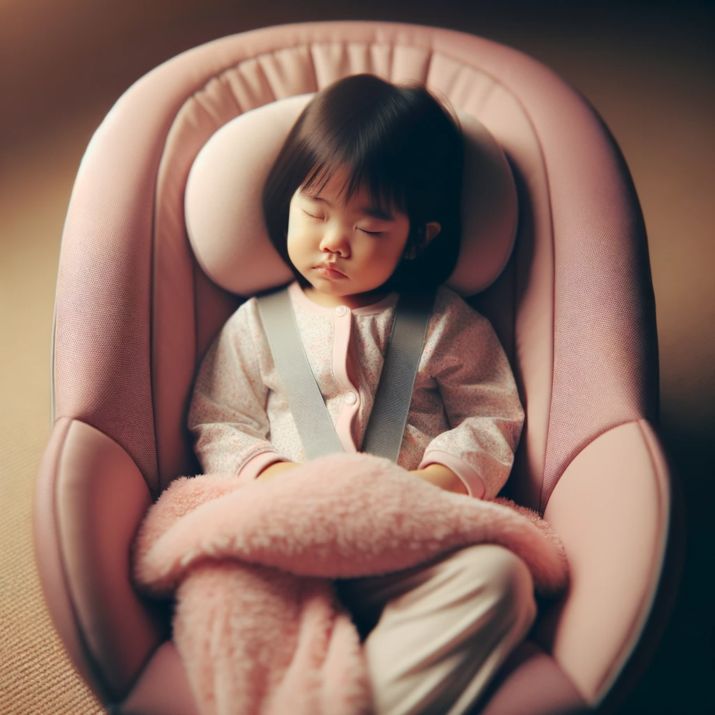 petite fille japonaise qui dort dans un cosy rose big-poussette.com
